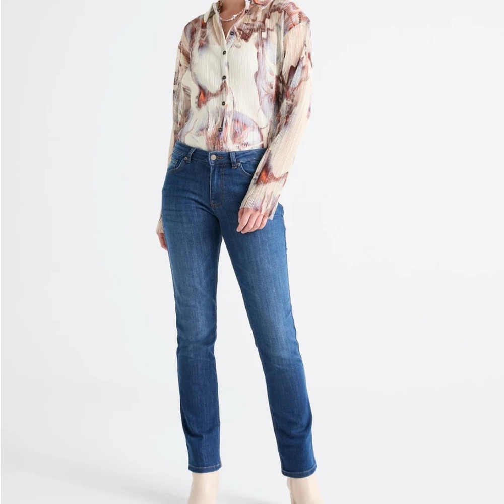 DUER performance denim Mid Rise Slim-Straight- Aged medium stone 32x32